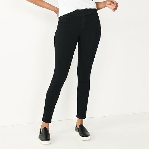 Nine West Denim - Nine West Black size 10 pull on skinny pants stretchy high rise wide waistband